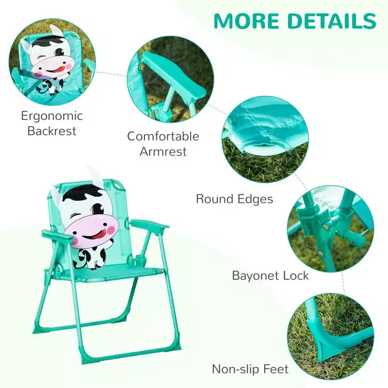 Ensemble table et chaises pour enfants avec parasol réglable Mobilier de pique-nique pliant d'extérieur