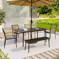 LAUSAINT HOME Outdoor Dining Set, Outdoor Table and Chairs Set with Umbrella Hole