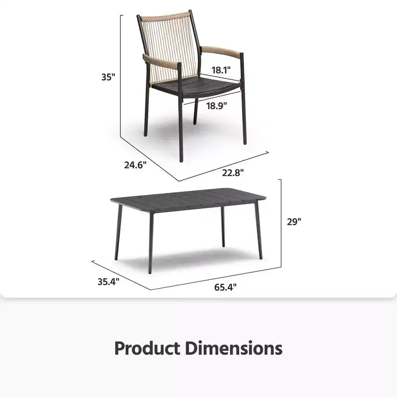 LAUSAINT HOME Ensemble de salle à manger d'extérieur, ensemble table et chaises d'extérieur avec trou pour parasol