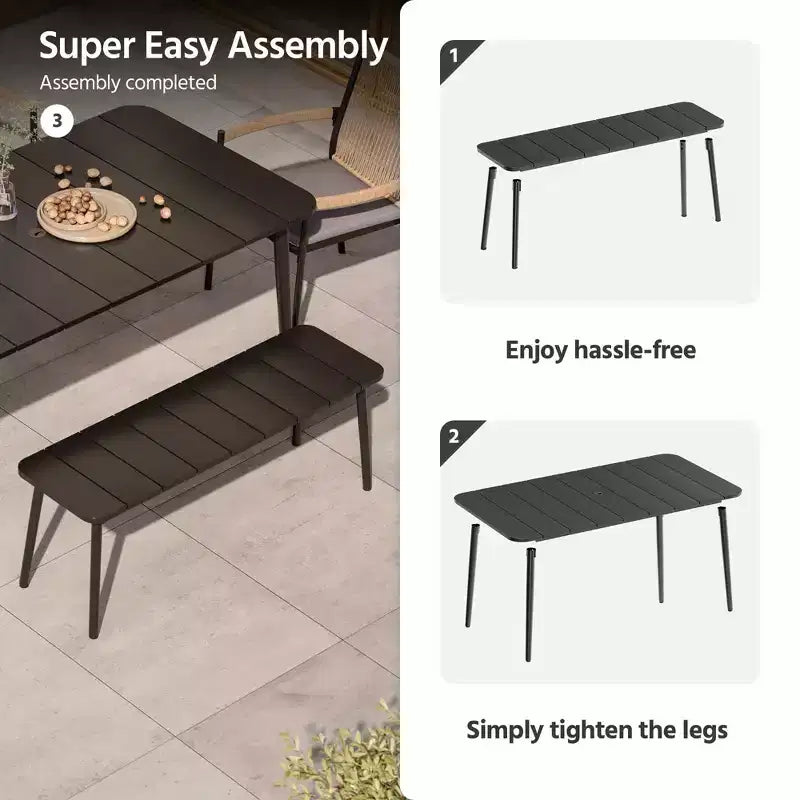 LAUSAINT HOME Ensemble de salle à manger d'extérieur, ensemble table et chaises d'extérieur avec trou pour parasol