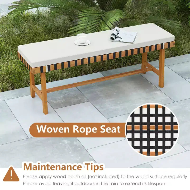 Ensemble repas de jardin 3 pièces Gymax : Table rectangulaire et 2 bancs avec trou pour parasol de 5 cm