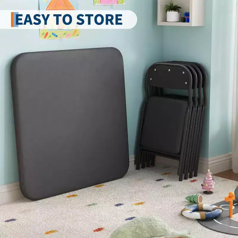 Coolmee Ensemble table et 4 chaises pliantes pour enfants, Ensemble table et chaises d'activités pour tout-petits, pour salle à manger, garderie, salles de classe