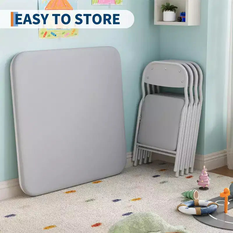 Coolmee Ensemble table et 4 chaises pliantes pour enfants, Ensemble table et chaises d'activités pour tout-petits, pour salle à manger, garderie, salles de classe