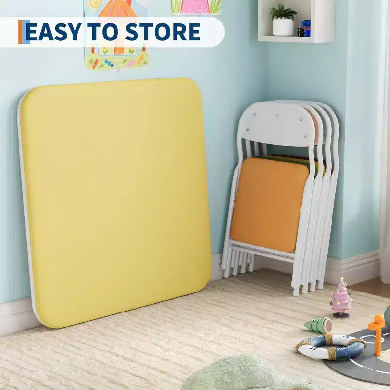 Coolmee Ensemble table et 4 chaises pliantes pour enfants, Ensemble table et chaises d'activités pour tout-petits, pour salle à manger, garderie, salles de classe