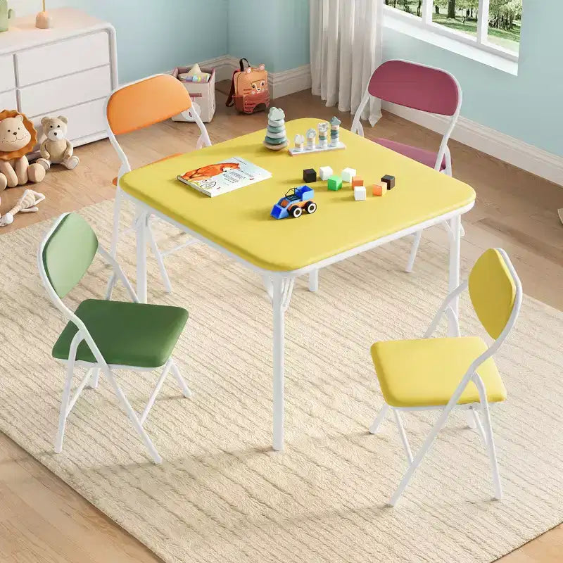Coolmee Ensemble table et 4 chaises pliantes pour enfants, Ensemble table et chaises d'activités pour tout-petits, pour salle à manger, garderie, salles de classe
