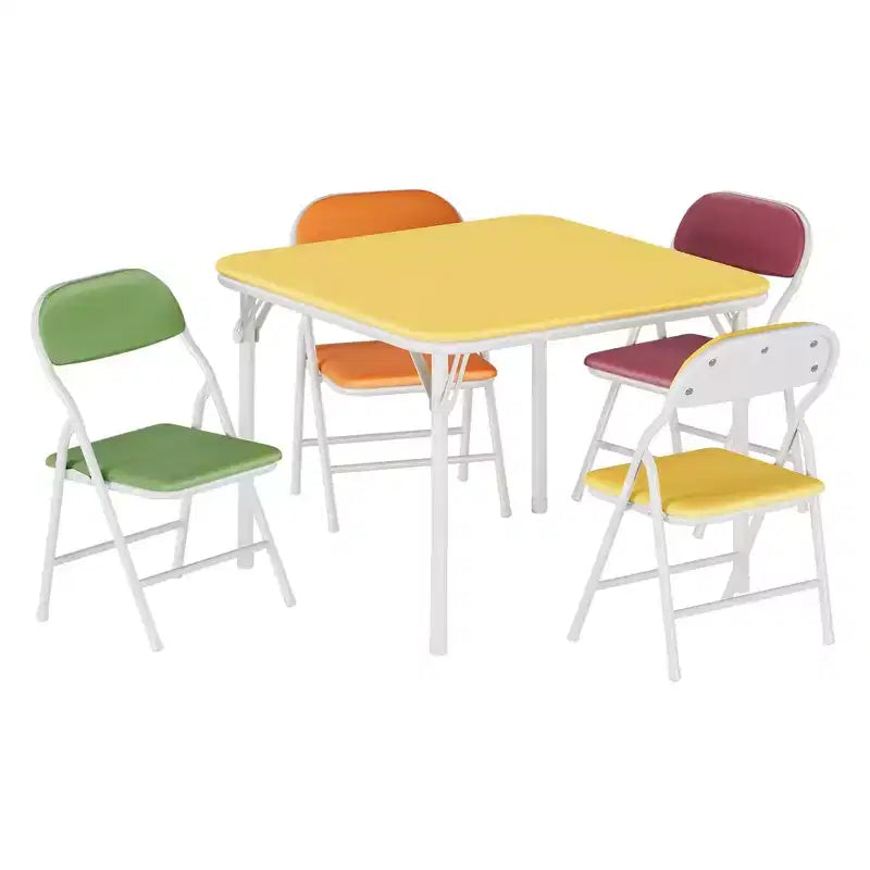 Coolmee Ensemble table et 4 chaises pliantes pour enfants, Ensemble table et chaises d'activités pour tout-petits, pour salle à manger, garderie, salles de classe