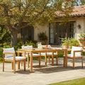 Christopher Knight Home Virote Modern 5 Piece Patio Acacia Wood Dining Set with Umbrella Hole and Slatted Table