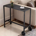 Mobile Outdoor Bar Table with Wheels, Waterproof Metal Slatted Top, Counter Height Table for Patio, Poolside, Yard & Kitchen