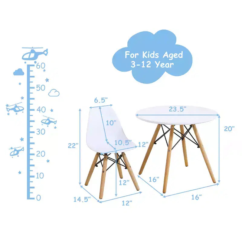Costway Ensemble Table et 2 Chaises Enfants, Construction Solide, Table à Manger Enfant Style Mid-Century