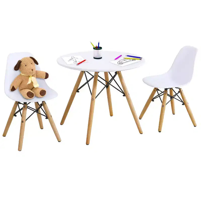 Costway Ensemble Table et 2 Chaises Enfants, Construction Solide, Table à Manger Enfant Style Mid-Century