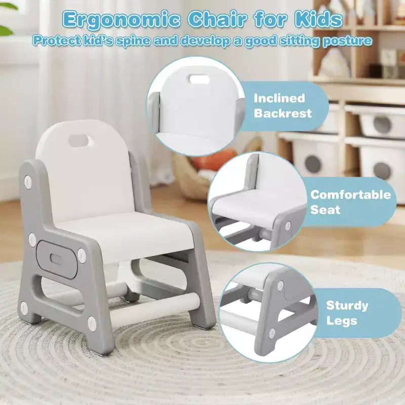 Costway Ensemble Table et Chaises Enfants Réglable en Hauteur Table d'Activités pour Tout-Petits avec Porte-Livres