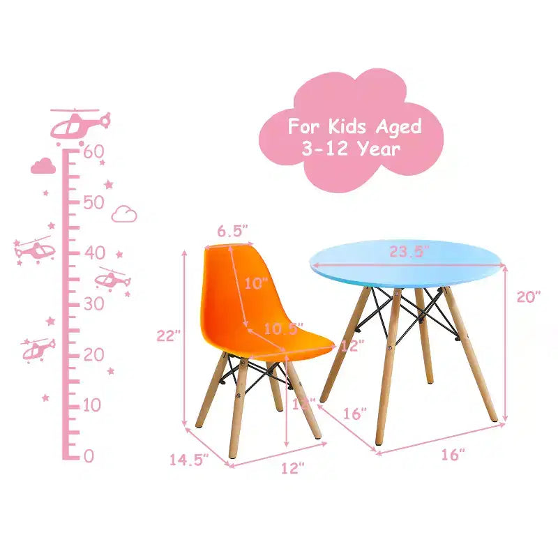 Ensemble table et 4 chaises Costway pour enfants, construction solide, 5 pièces, table à manger pour tout-petits