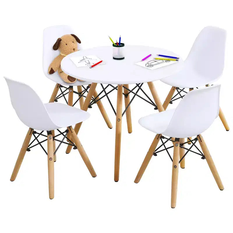 Costway Table et 4 chaises pour enfants Construction Solide Ensemble de 5 pièces Table à manger Enfant Blanc