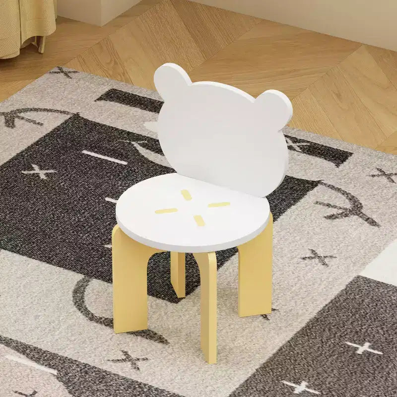 Ensemble table et chaises pour enfants, table pour tout-petits 3 pièces avec 2 chaises, chaises mignonnes avec dossier en forme d'ours, ensemble table d'activités en bois robuste pour enfants, salle de jeux, chambre à coucher