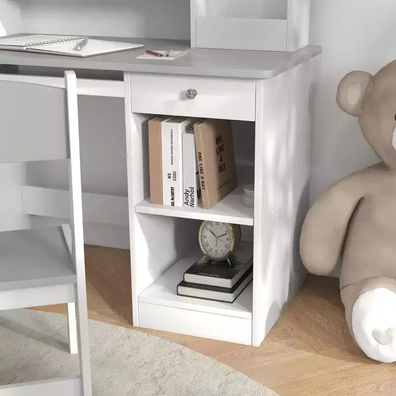Bureau et chaise pour enfants Qaba avec rangement, bureau d'étude avec chaise pour enfants de 5 à 8 ans, gris