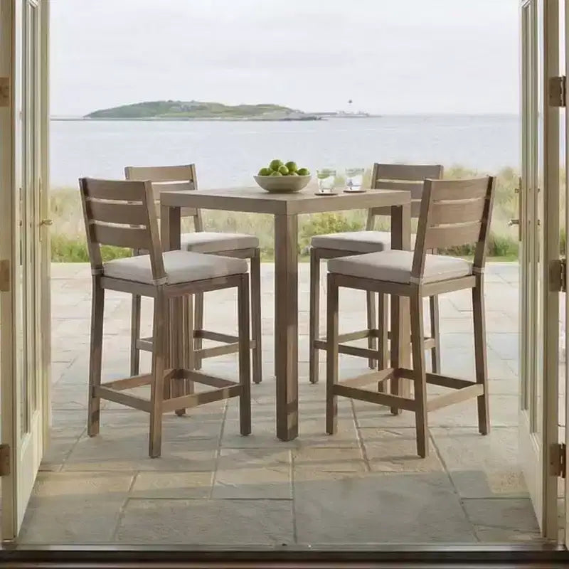 Ensemble de patio Martha Stewart Bedford en aluminium 3 pièces, 2 tabourets de bar avec coussins, table de patio carrée de 35,5 po