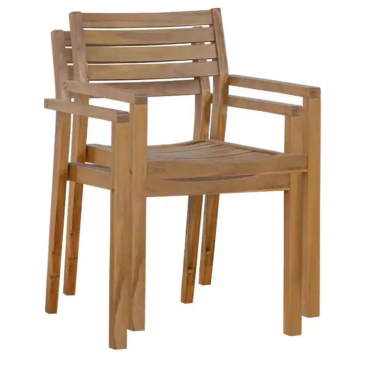 GDFStudio Lena Ensemble de salle à manger d'extérieur 5 pièces en bois d'acacia avec table rectangulaire de 150 cm et trou pour parasol