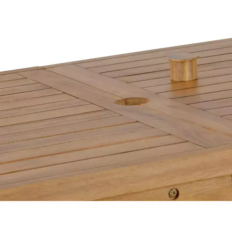 GDFStudio Lena Ensemble de salle à manger d'extérieur 5 pièces en bois d'acacia avec table rectangulaire de 150 cm et trou pour parasol