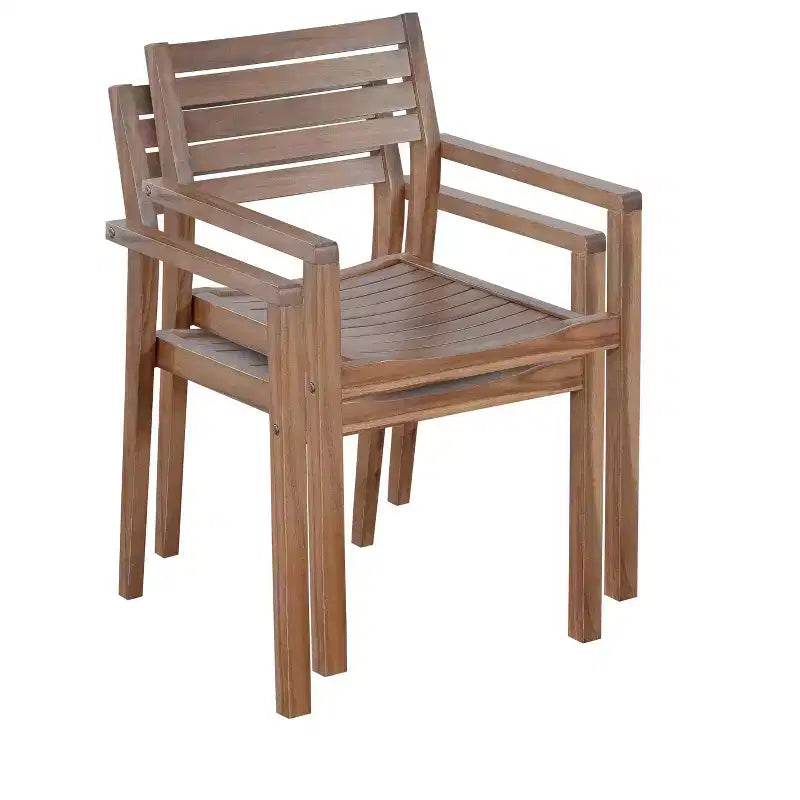GDFStudio Lena Ensemble de salle à manger d'extérieur 5 pièces en bois d'acacia avec table rectangulaire de 150 cm et trou pour parasol