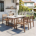 GDFStudio Lena Ensemble de salle à manger d'extérieur 5 pièces en bois d'acacia avec table rectangulaire de 150 cm et trou pour parasol