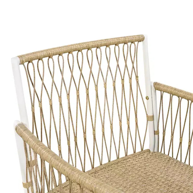 Ensemble de salle à manger d'extérieur 5/7 pièces, salon de jardin avec 4/6 fauteuils en rotin et table en bois d'acacia résistant aux intempéries, Naturel - ModernLuxe