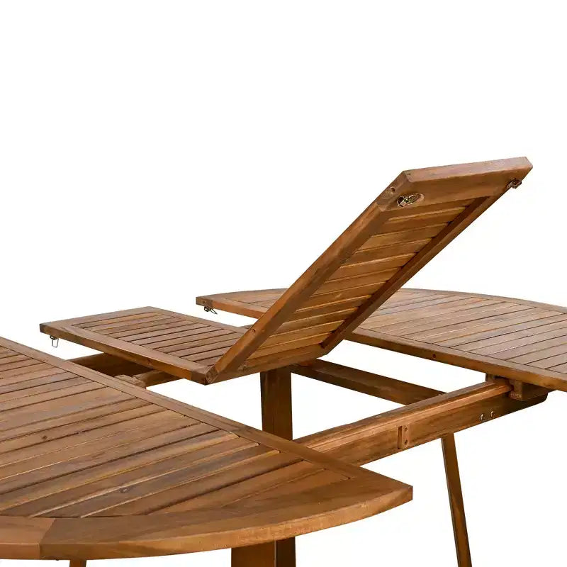 Ensemble de salle à manger d'extérieur 5/7 pièces, salon de jardin avec 4/6 fauteuils en rotin et table en bois d'acacia résistant aux intempéries, Naturel - ModernLuxe