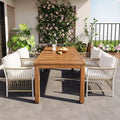 Ensemble de salle à manger d'extérieur 5/7 pièces, salon de jardin avec 4/6 fauteuils en rotin et table en bois d'acacia résistant aux intempéries, Naturel - ModernLuxe