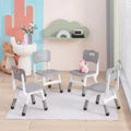 Kids Chair, 3-Level Adjustable Height, Heart-Shaped Backrest, 4-Pack Toddler Chairs for Ages 2-6, Non-Slip & Stackable (Gray)
