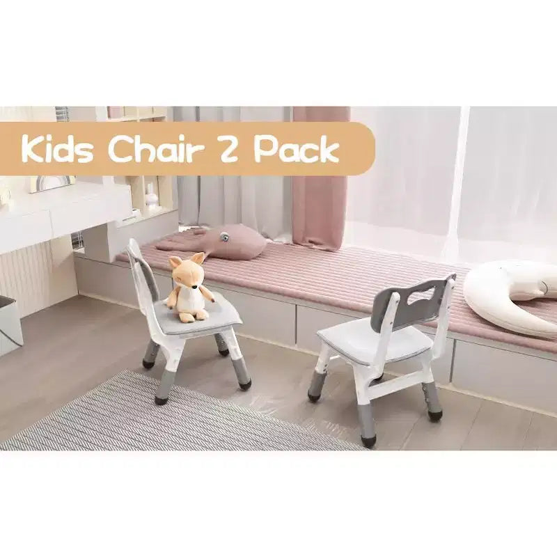 Chaise pour enfants, réglable sur 3 niveaux, dossier en forme de cœur, lot de 4 chaises pour tout-petits de 2 à 6 ans, antidérapantes et empilables (gris)