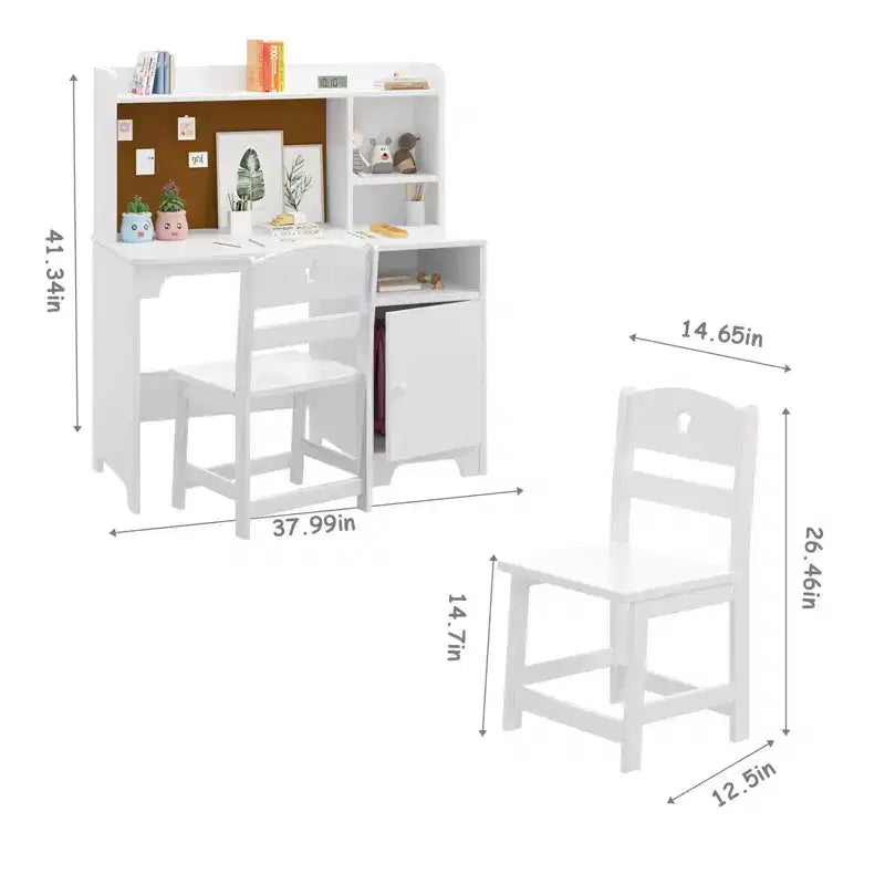 Bureau et chaise d'étude pour enfants avec étagère supérieure et armoire de rangement, table d'étude en bois, ergonomique, pour chambre à coucher, salle d'étude