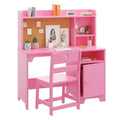 Children's Study Desk and Chair Set with Hutch & Storage Cabinet, Wooden Study Table, Ergonomic, for Bedroom, Study Room