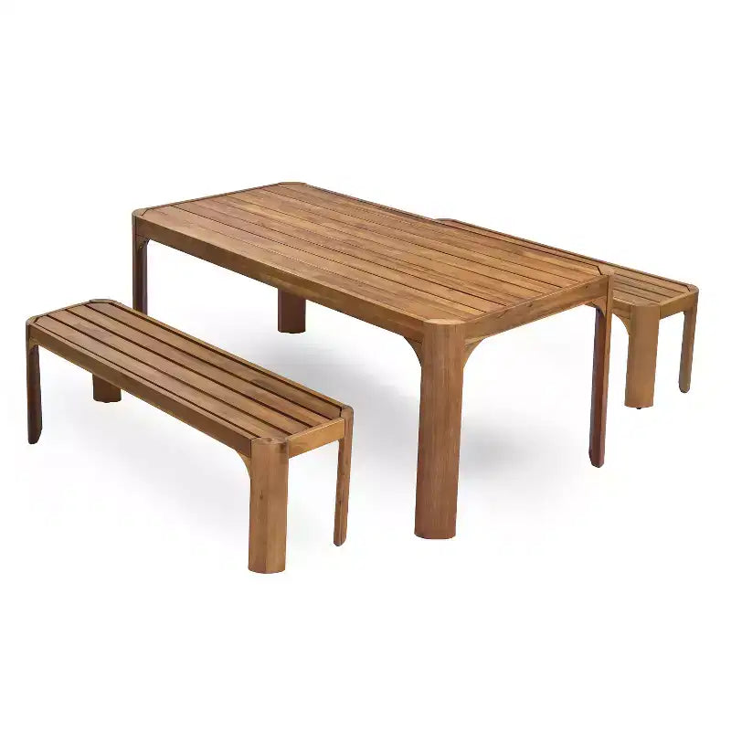 Christopher Knight Home Bao Ensemble de salle à manger moderne 3 pièces en bois d'acacia pour patio avec design à lattes