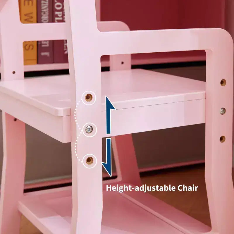Bureau d'étude pour enfants avec chaise, ensemble de table d'angle, grand rangement, tableau d'affichage et porte-stylos, table d'écriture artistique ergonomique pour les 3-12 ans
