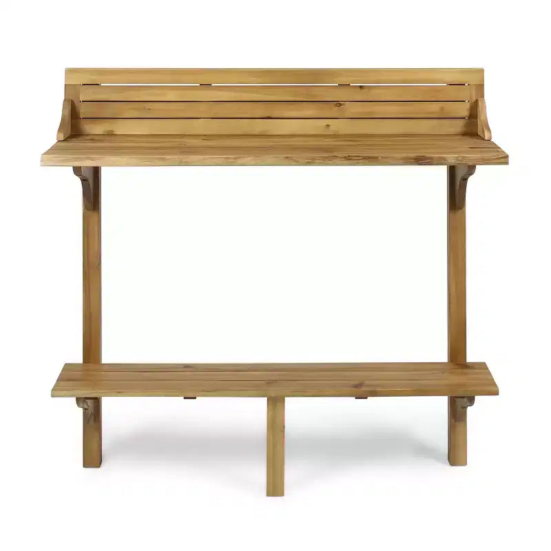 GDFStudio Pranav Ensemble de bar de balcon moderne 3 pièces en bois d'acacia avec étagère inférieure et 2 tabourets