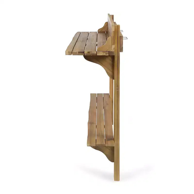 GDFStudio Pranav Ensemble de bar de balcon moderne 3 pièces en bois d'acacia avec étagère inférieure et 2 tabourets