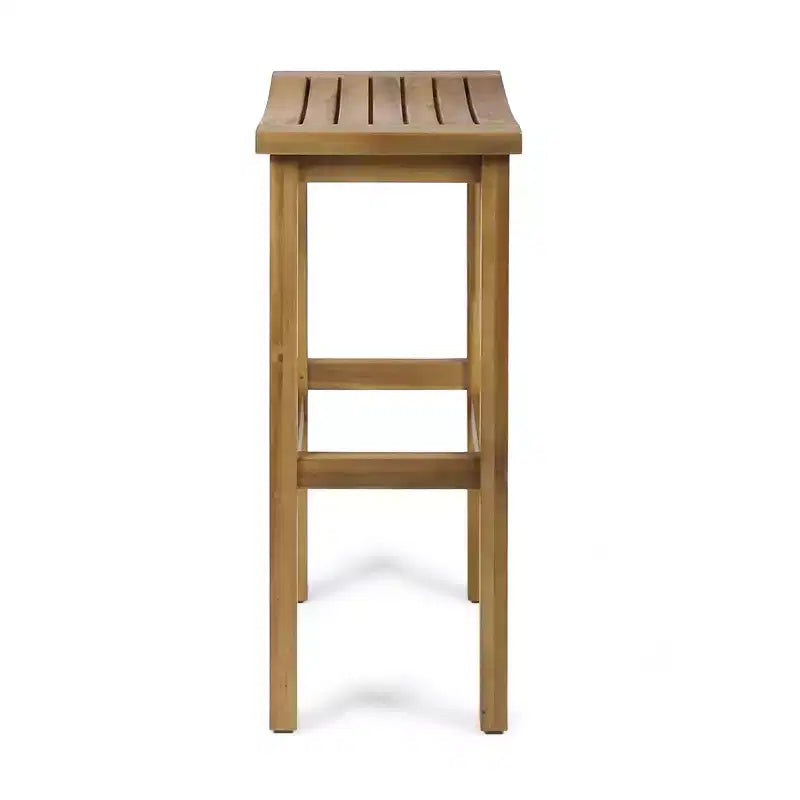 GDFStudio Pranav Ensemble de bar de balcon moderne 3 pièces en bois d'acacia avec étagère inférieure et 2 tabourets