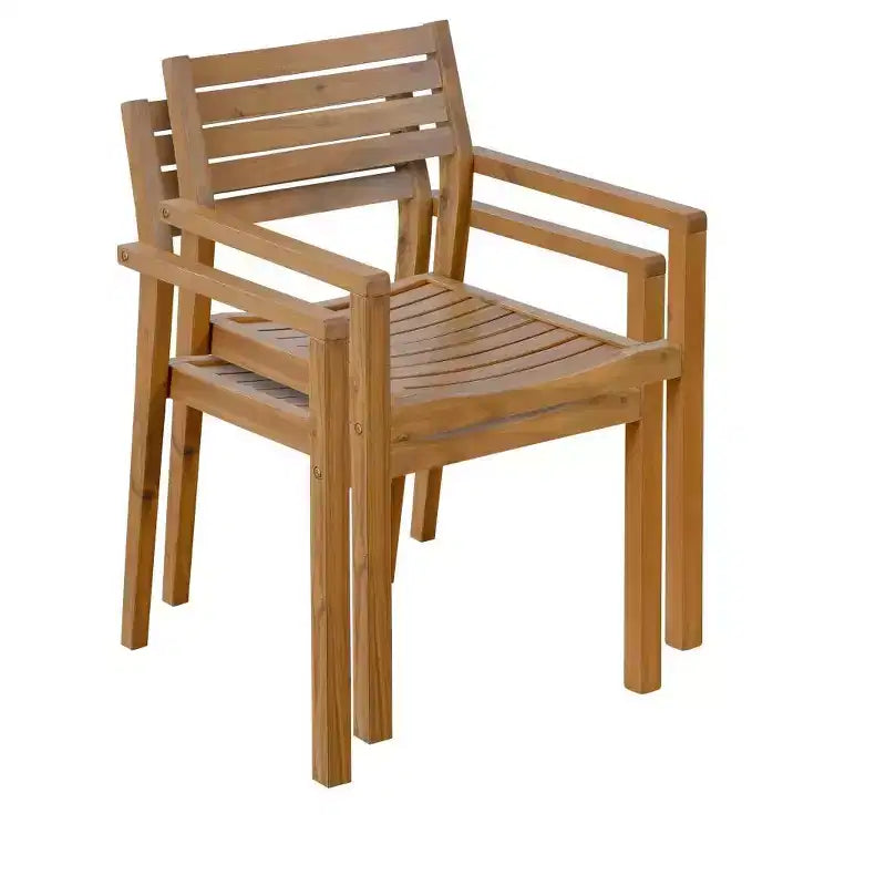 Ensemble de salle à manger d'extérieur 5 pièces en bois d'acacia pour 4, table ronde à lattes et 4 chaises, mobilier de jardin pour terrasse, bord de piscine - Panipeachy