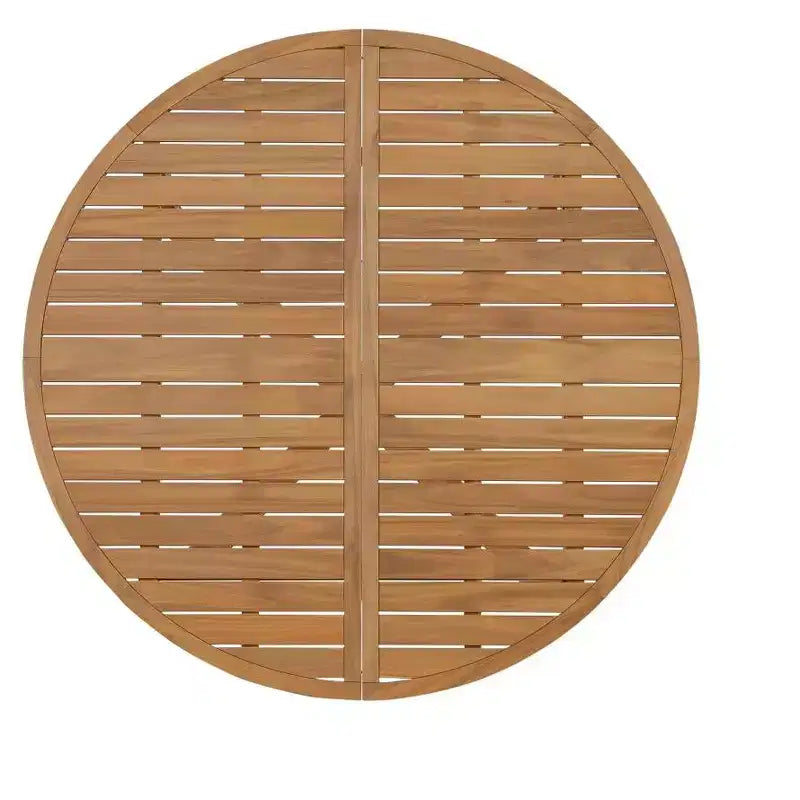 Ensemble de salle à manger d'extérieur 5 pièces en bois d'acacia pour 4, table ronde à lattes et 4 chaises, mobilier de jardin pour terrasse, bord de piscine - Panipeachy