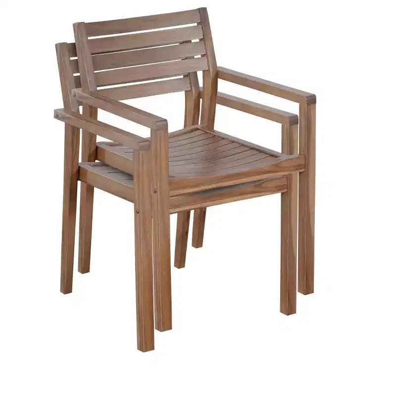 Ensemble de salle à manger d'extérieur 5 pièces en bois d'acacia pour 4, table ronde à lattes et 4 chaises, mobilier de jardin pour terrasse, bord de piscine - Panipeachy