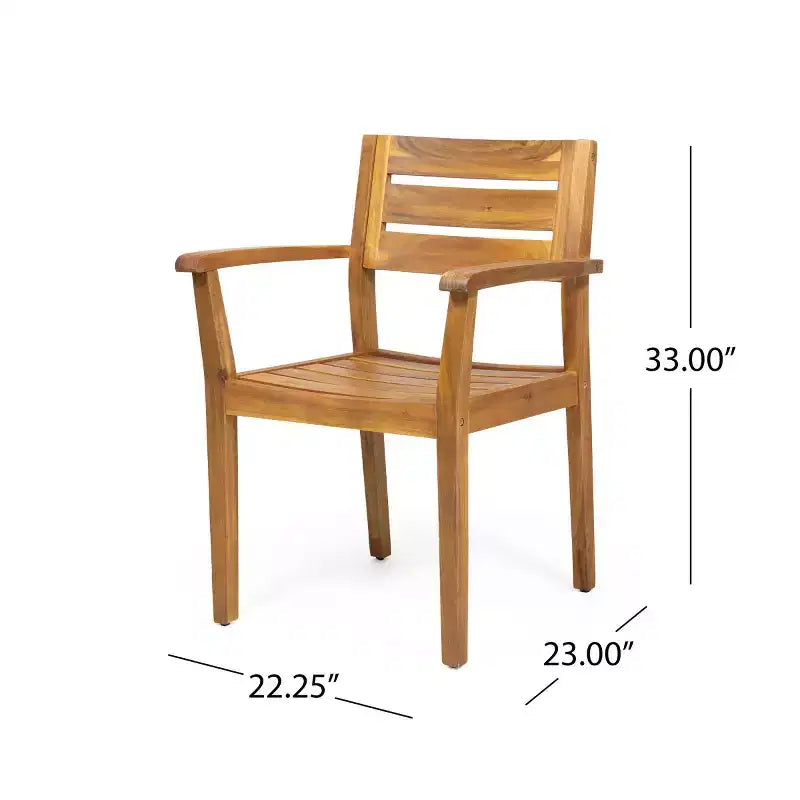 Ensemble de salle à manger d'extérieur 6 places, table rectangulaire en bois d'acacia avec 6 chaises, mobilier de jardin moderne pour terrasse, balcon et piscine-Panipeachy