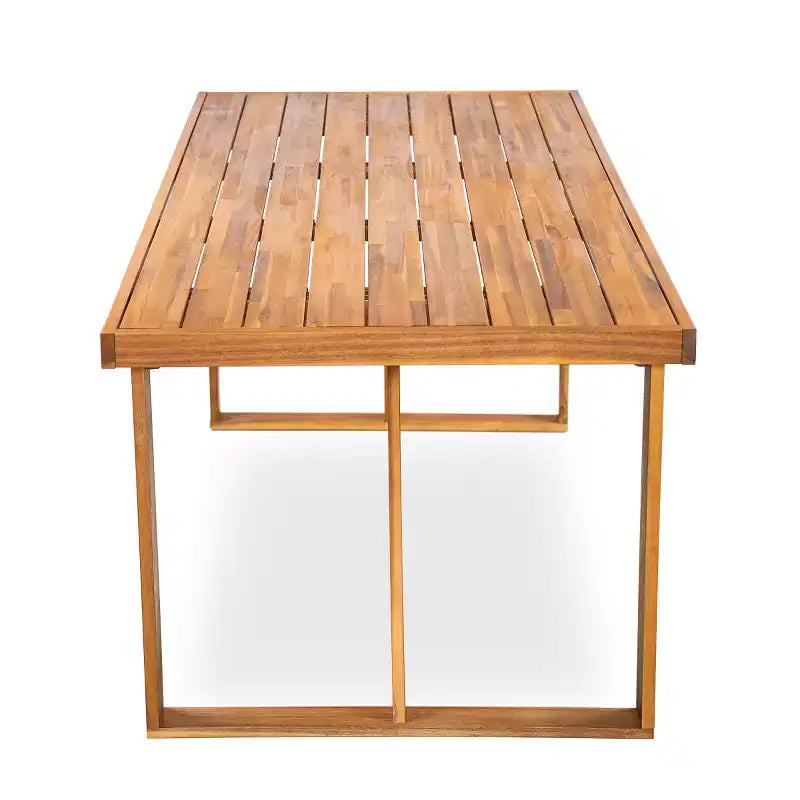 Ensemble de salle à manger d'extérieur 6 places, table rectangulaire en bois d'acacia avec 6 chaises, mobilier de jardin moderne pour terrasse, balcon et piscine-Panipeachy
