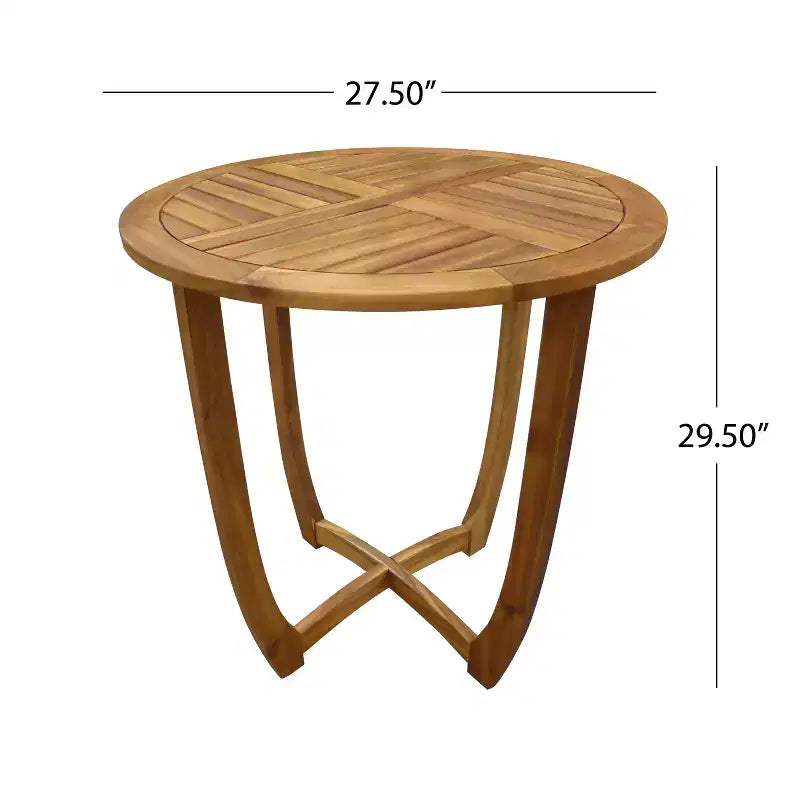 Ensemble de salle à manger d'extérieur 3 pièces, table et chaises Hermosa en bois KD avec coussins, finition teck