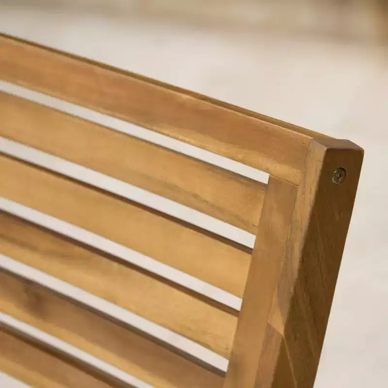 Ensemble de salle à manger d'extérieur 3 pièces, table et chaises Hermosa en bois KD avec coussins, finition teck