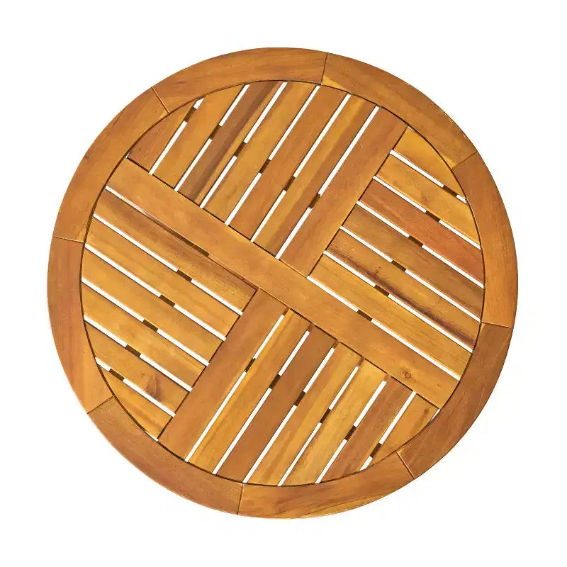 Ensemble de salle à manger d'extérieur 3 pièces, table et chaises Hermosa en bois KD avec coussins, finition teck