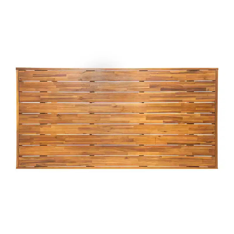 Ensemble de salle à manger d'extérieur 7 pièces en bois d'acacia avec 6 chaises rembourrées, ensemble de table à manger rectangulaire pour jardin, terrasse - Panipeachy