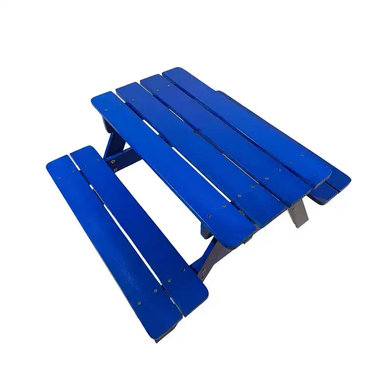 Ensemble de table et bancs de pique-nique en bois pour enfants, Table et chaises d'extérieur pour enfants, Table de patio bleue pour manger, dessiner, bricoler et jouer