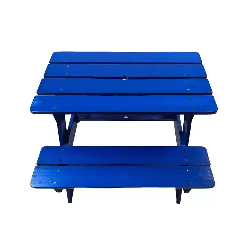 Ensemble de table et bancs de pique-nique en bois pour enfants, Table et chaises d'extérieur pour enfants, Table de patio bleue pour manger, dessiner, bricoler et jouer