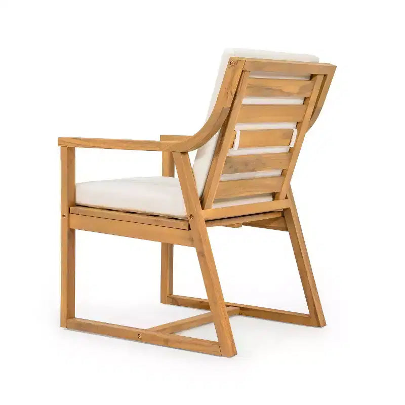 Ensemble de salle à manger de jardin en bois 7 pièces pour 6 personnes, table ronde avec trou pour parasol et chaises rembourrées pour le jardin ou l'arrière-cour - Panipeachy