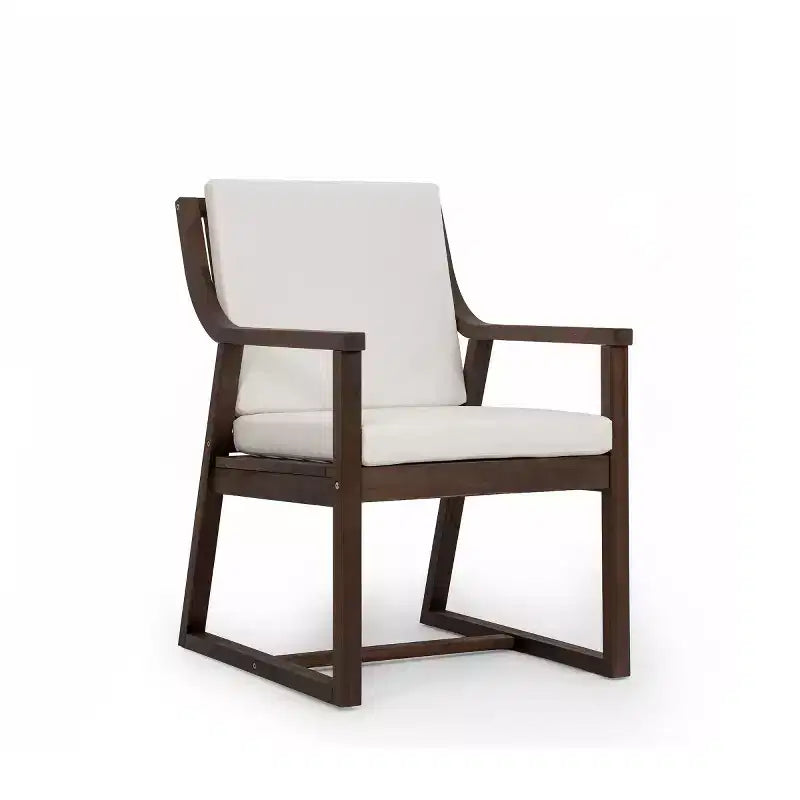 Ensemble de salle à manger de jardin en bois 7 pièces pour 6 personnes, table ronde avec trou pour parasol et chaises rembourrées pour le jardin ou l'arrière-cour - Panipeachy