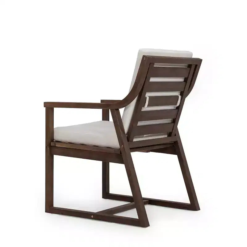 Ensemble de salle à manger de jardin en bois 7 pièces pour 6 personnes, table ronde avec trou pour parasol et chaises rembourrées pour le jardin ou l'arrière-cour - Panipeachy